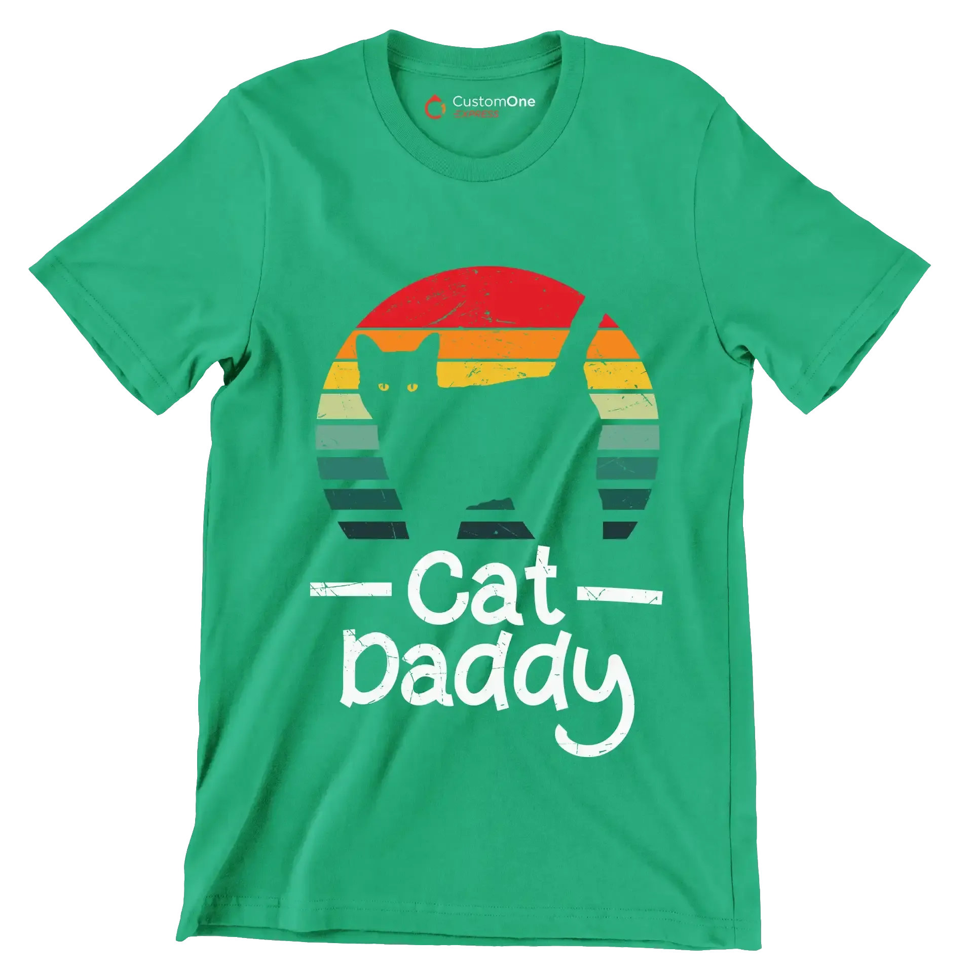Cat Daddy Vintage Eighties Style - Cat Themed T-Shirt-Green-S-Custom One Express