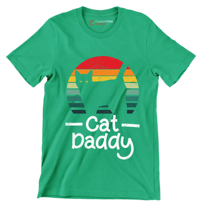 Cat Daddy Vintage Eighties Style - Cat Themed T-Shirt-Green-S-Custom One Express