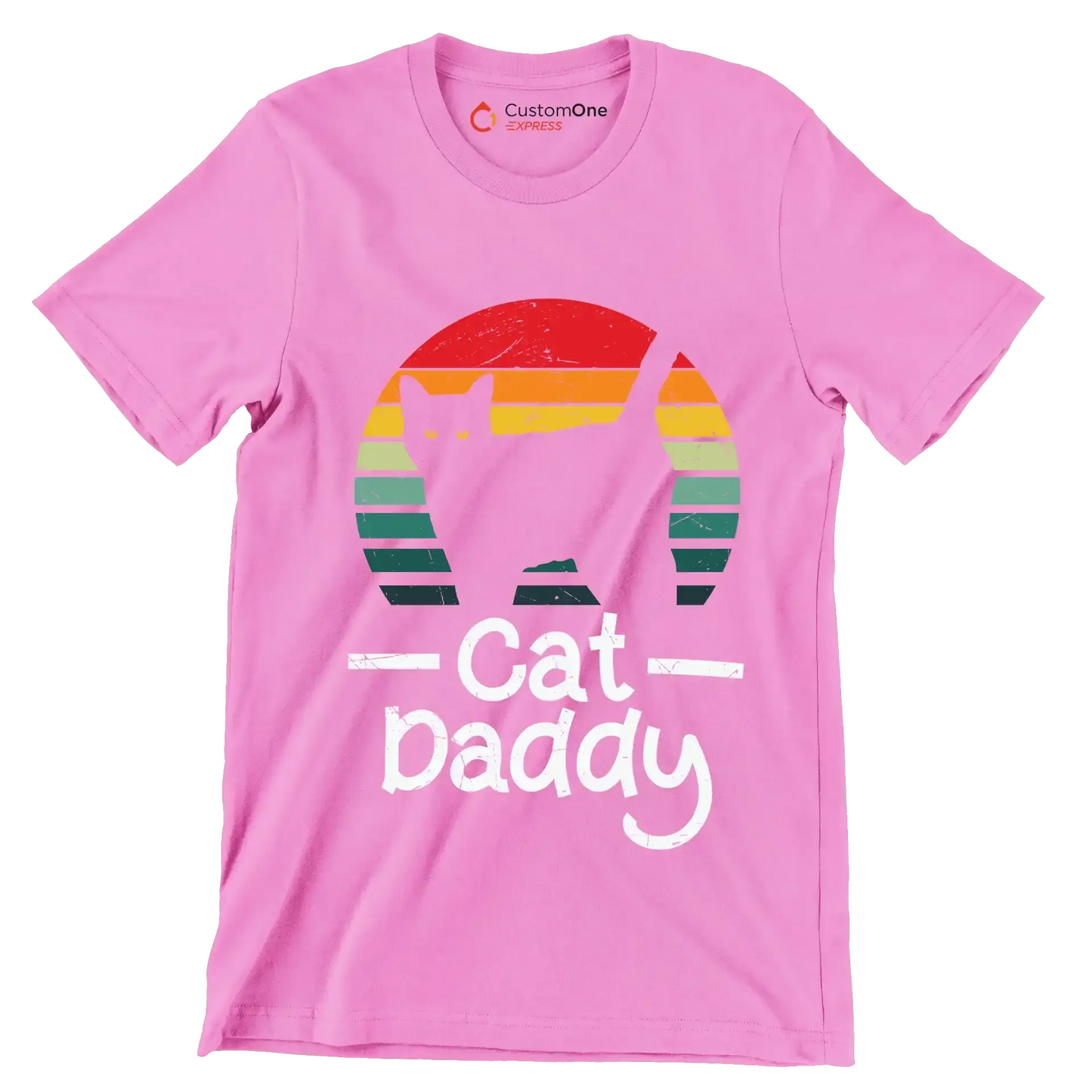 Cat Daddy Vintage Eighties Style - Cat Themed T-Shirt-Pink-S-Custom One Express