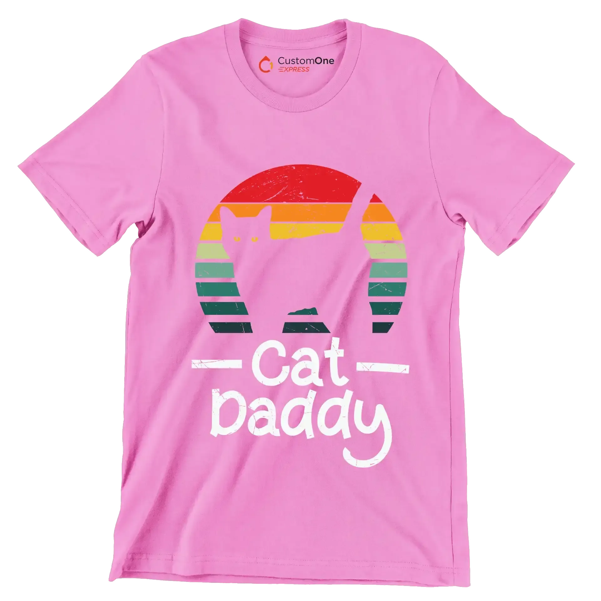 Cat Daddy Vintage Eighties Style - Cat Themed T-Shirt-Pink-S-Custom One Express