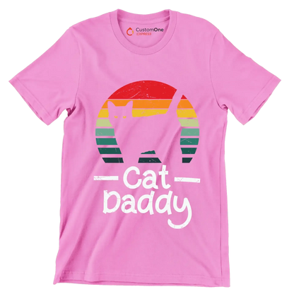 Cat Daddy Vintage Eighties Style - Cat Themed T-Shirt-Pink-S-Custom One Express