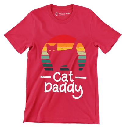 Cat Daddy Vintage Eighties Style - Cat Themed T-Shirt-Red-S-Custom One Express