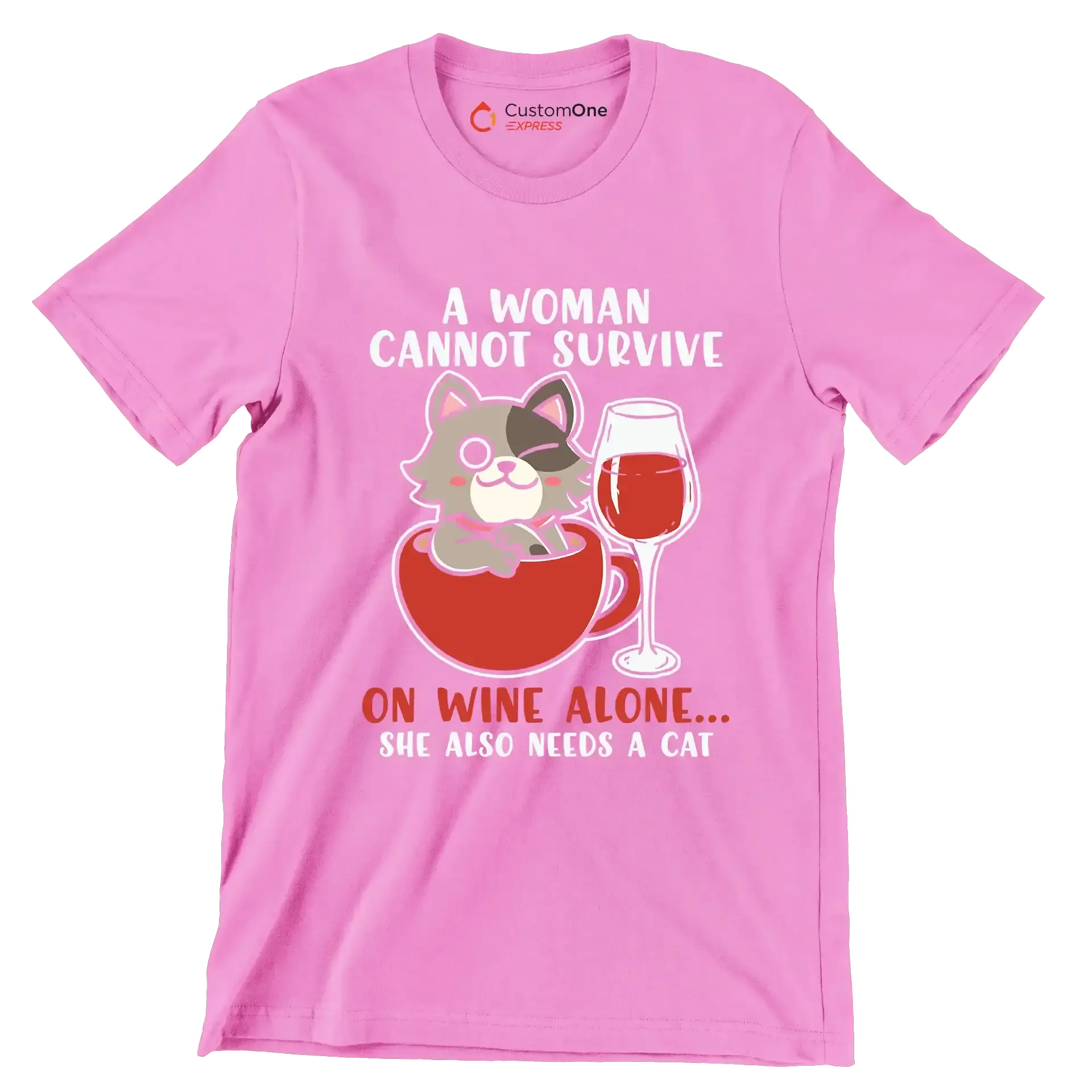 Cat Lovers A Woman Also - Cat Themed T-Shirt-Pink-S-Custom One Express