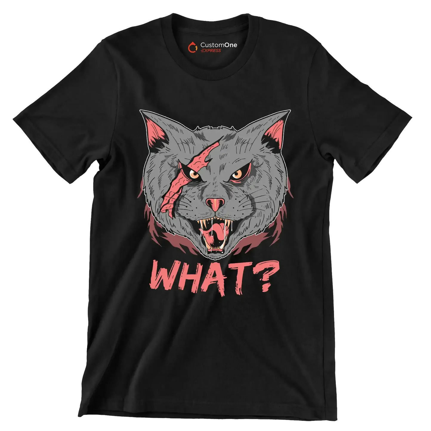 Cat What Funny Cat Lovers - Cat Themed T-Shirt-Black-S-Custom One Express