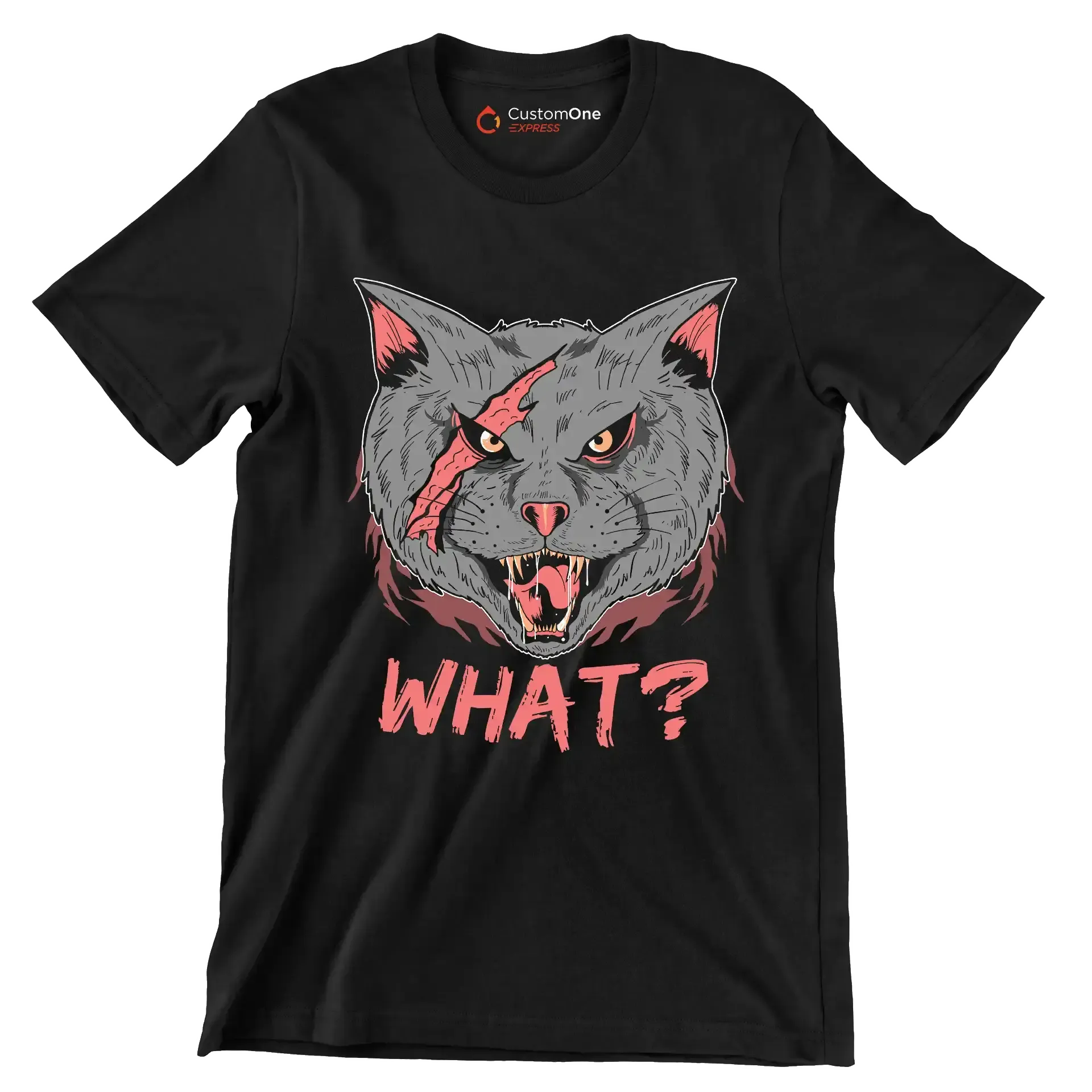 Cat What Funny Cat Lovers - Cat Themed T-Shirt-Black-S-Custom One Express