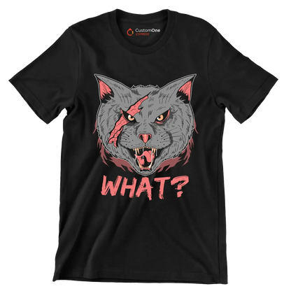 Cat What Funny Cat Lovers - Cat Themed T-Shirt-Black-S-Custom One Express