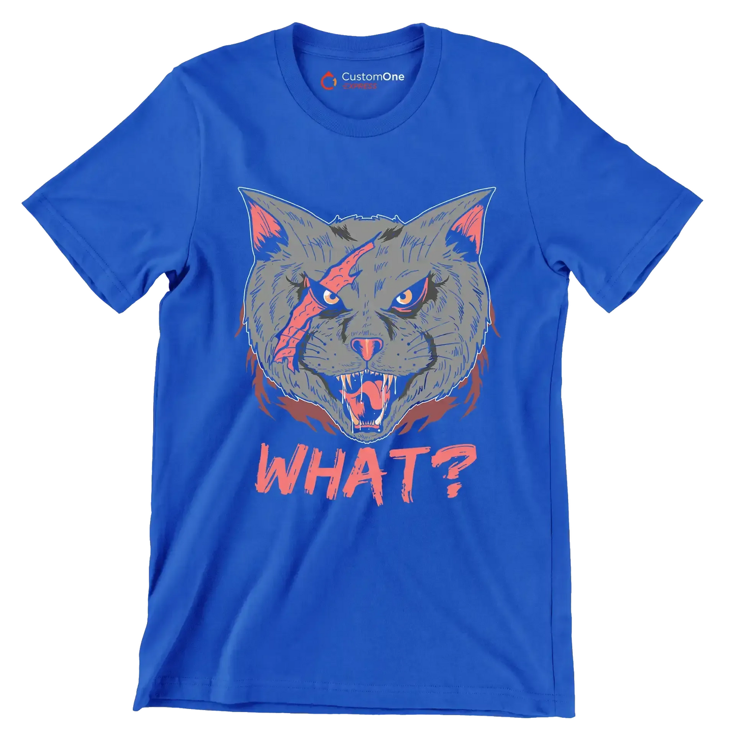 Cat What Funny Cat Lovers - Cat Themed T-Shirt-Blue-S-Custom One Express