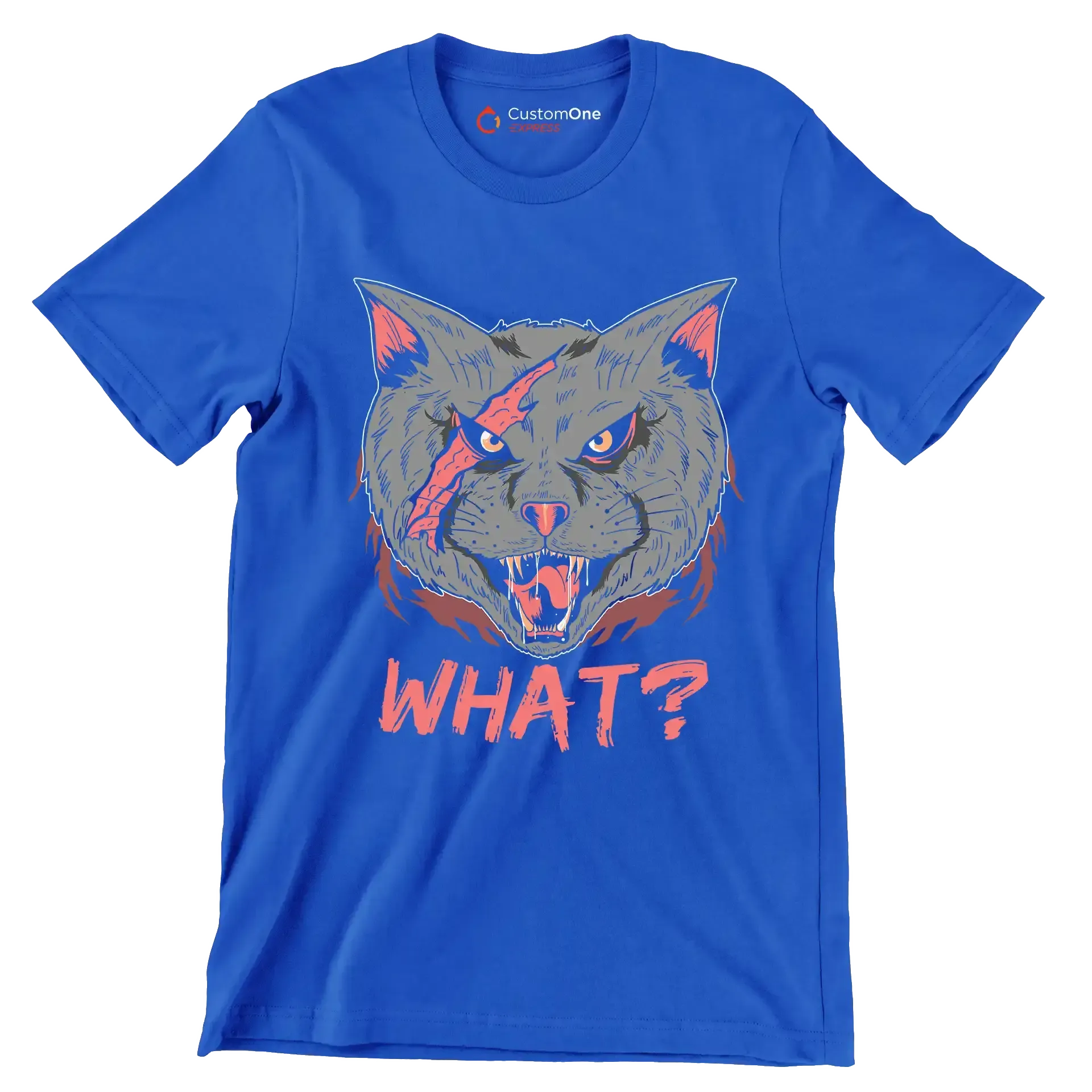 Cat What Funny Cat Lovers - Cat Themed T-Shirt-Blue-S-Custom One Express