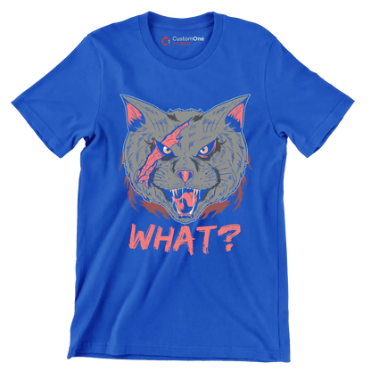 Cat What Funny Cat Lovers - Cat Themed T-Shirt-Blue-S-Custom One Express