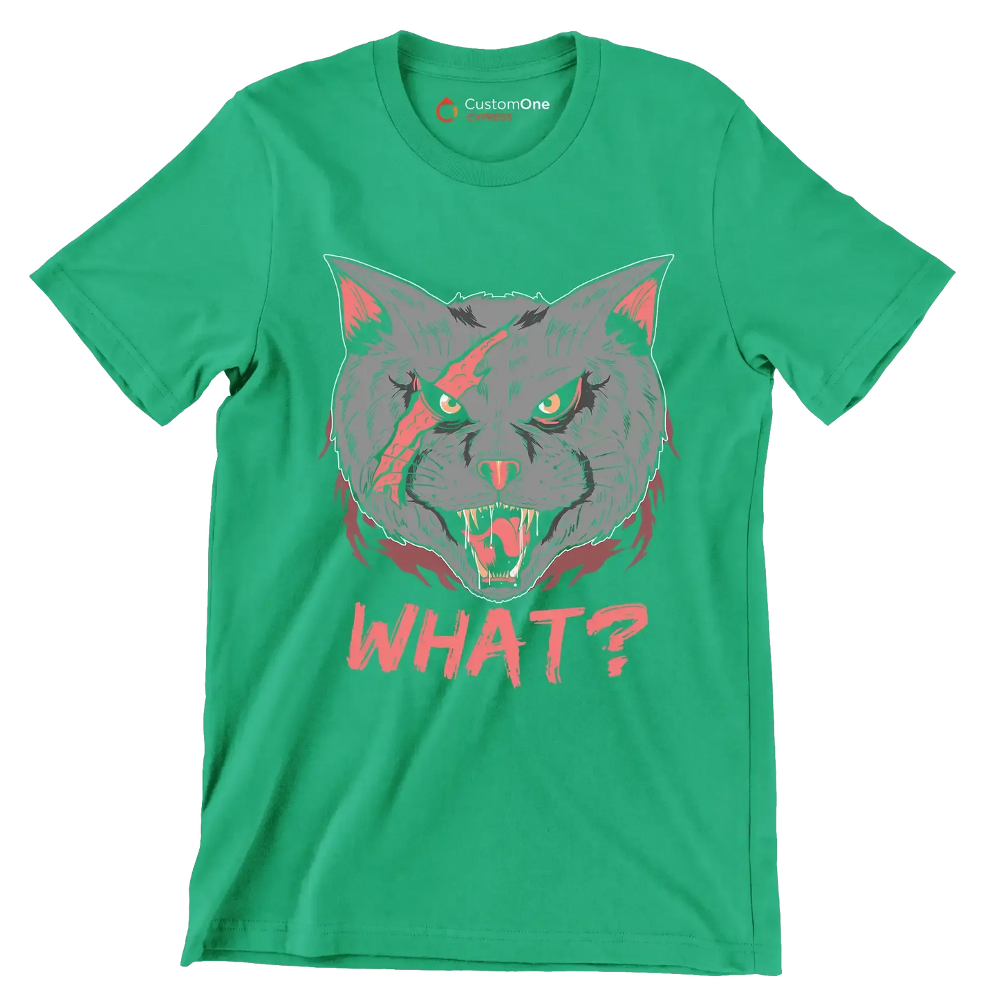 Cat What Funny Cat Lovers - Cat Themed T-Shirt-Green-S-Custom One Express