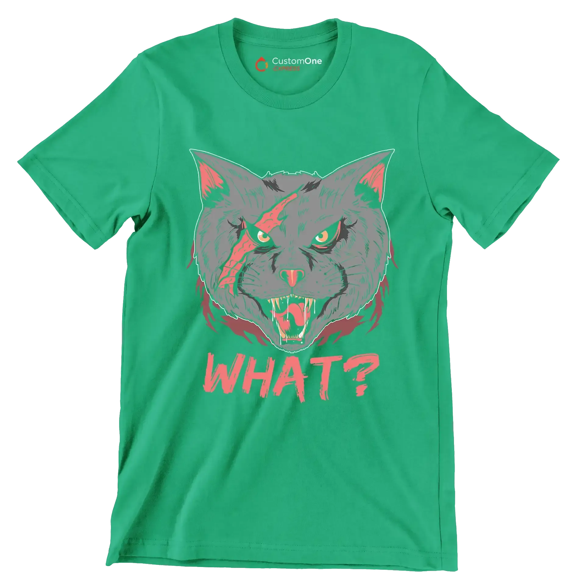 Cat What Funny Cat Lovers - Cat Themed T-Shirt-Green-S-Custom One Express