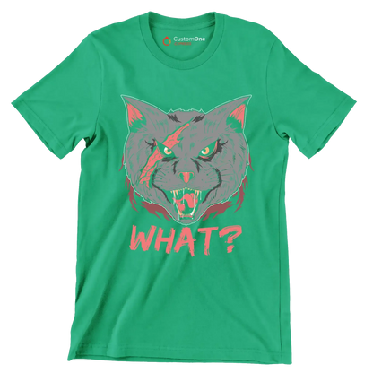 Cat What Funny Cat Lovers - Cat Themed T-Shirt-Green-S-Custom One Express