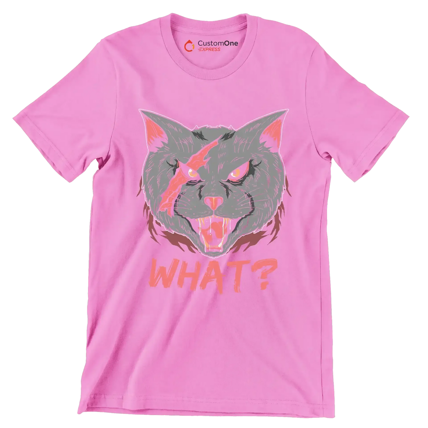 Cat What Funny Cat Lovers - Cat Themed T-Shirt-Pink-S-Custom One Express