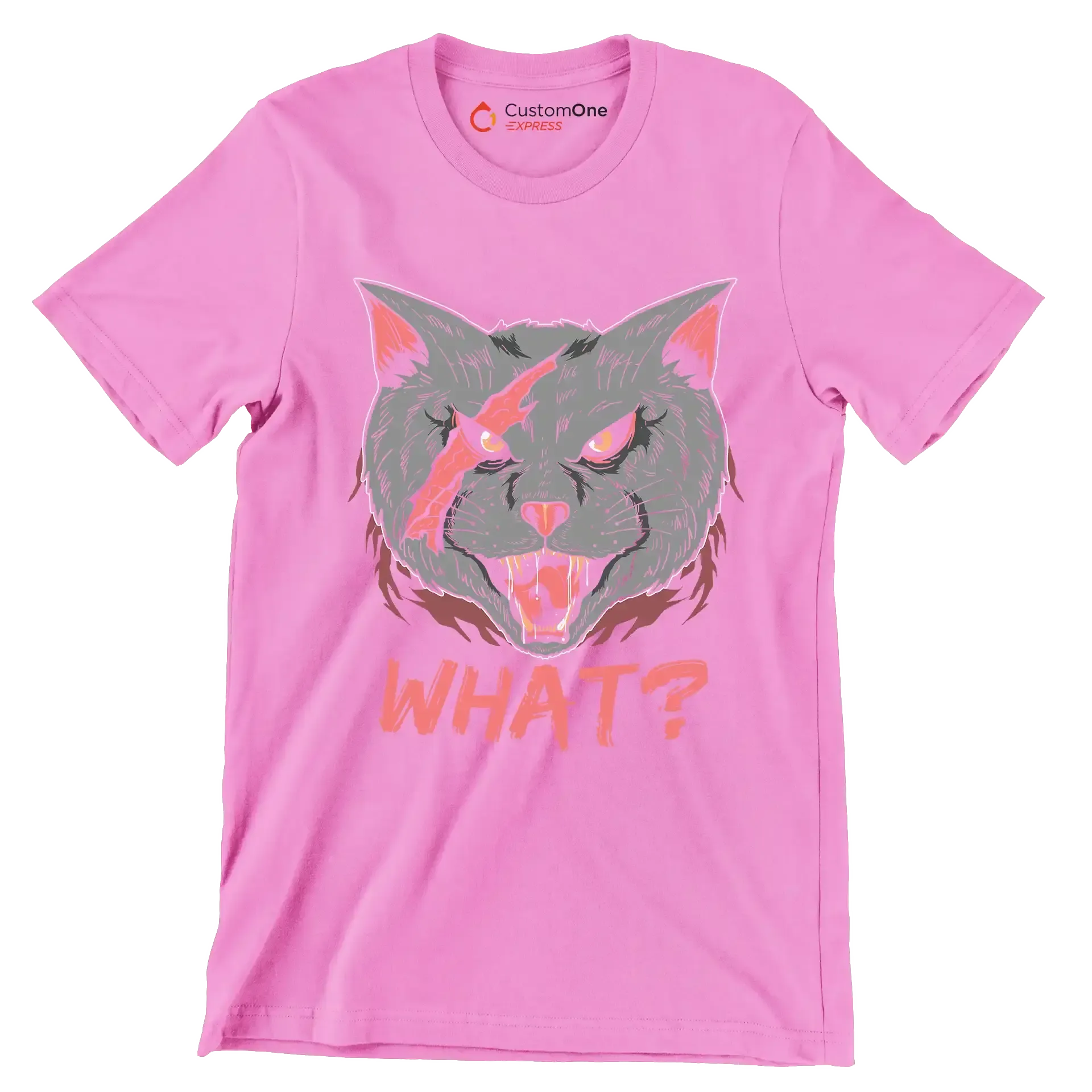 Cat What Funny Cat Lovers - Cat Themed T-Shirt-Pink-S-Custom One Express