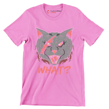 Cat What Funny Cat Lovers - Cat Themed T-Shirt-Pink-S-Custom One Express
