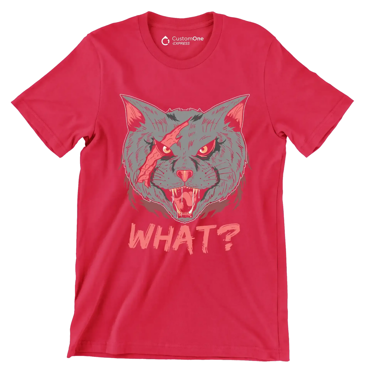 Cat What Funny Cat Lovers - Cat Themed T-Shirt-Red-S-Custom One Express