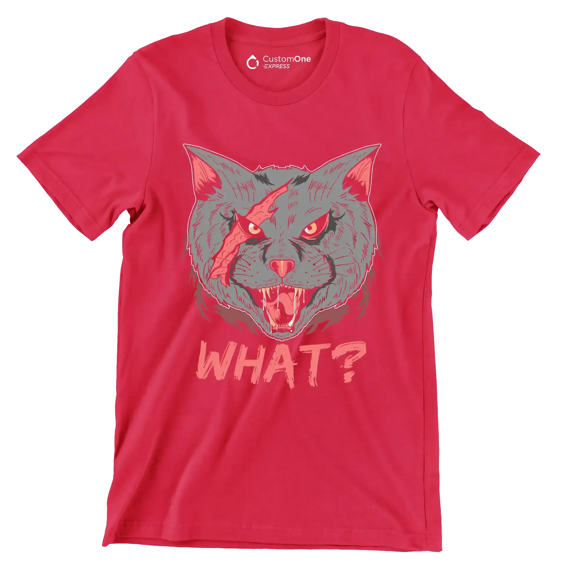 Cat What Funny Cat Lovers - Cat Themed T-Shirt-Red-S-Custom One Express