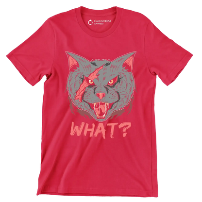 Cat What Funny Cat Lovers - Cat Themed T-Shirt-Red-S-Custom One Express