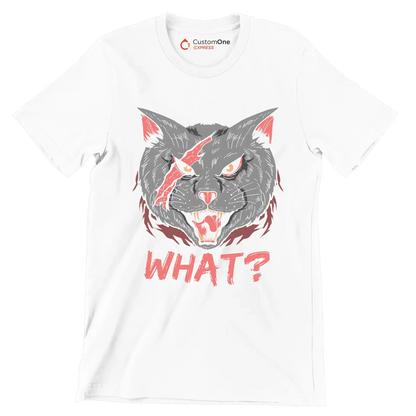 Cat What Funny Cat Lovers - Cat Themed T-Shirt-White-S-Custom One Express