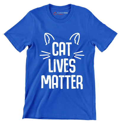Cat lives matter - Cat Themed T-Shirt-Blue-S-Custom One Express