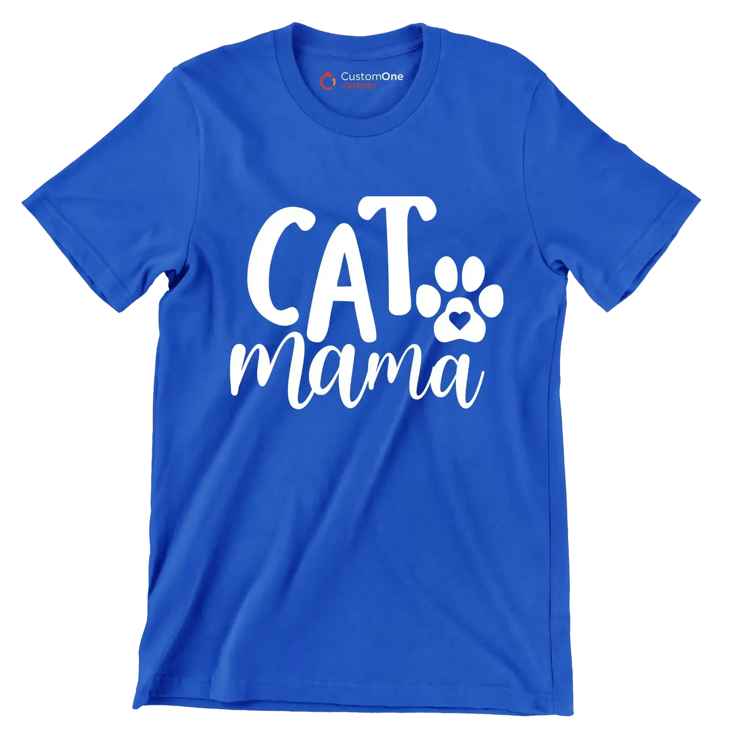 Cat mama - Cat Themed T-Shirt-Blue-S-Custom One Express