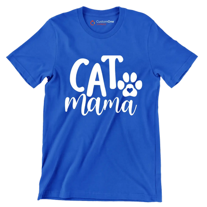 Cat mama - Cat Themed T-Shirt-Blue-S-Custom One Express