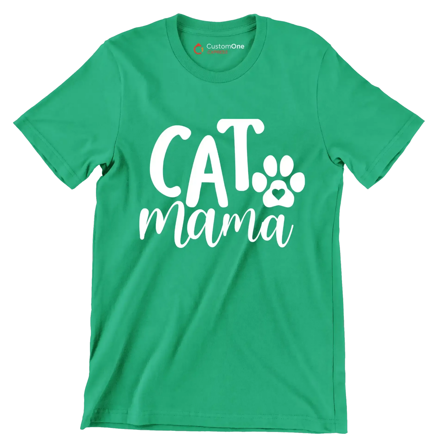 Cat mama - Cat Themed T-Shirt-Green-S-Custom One Express