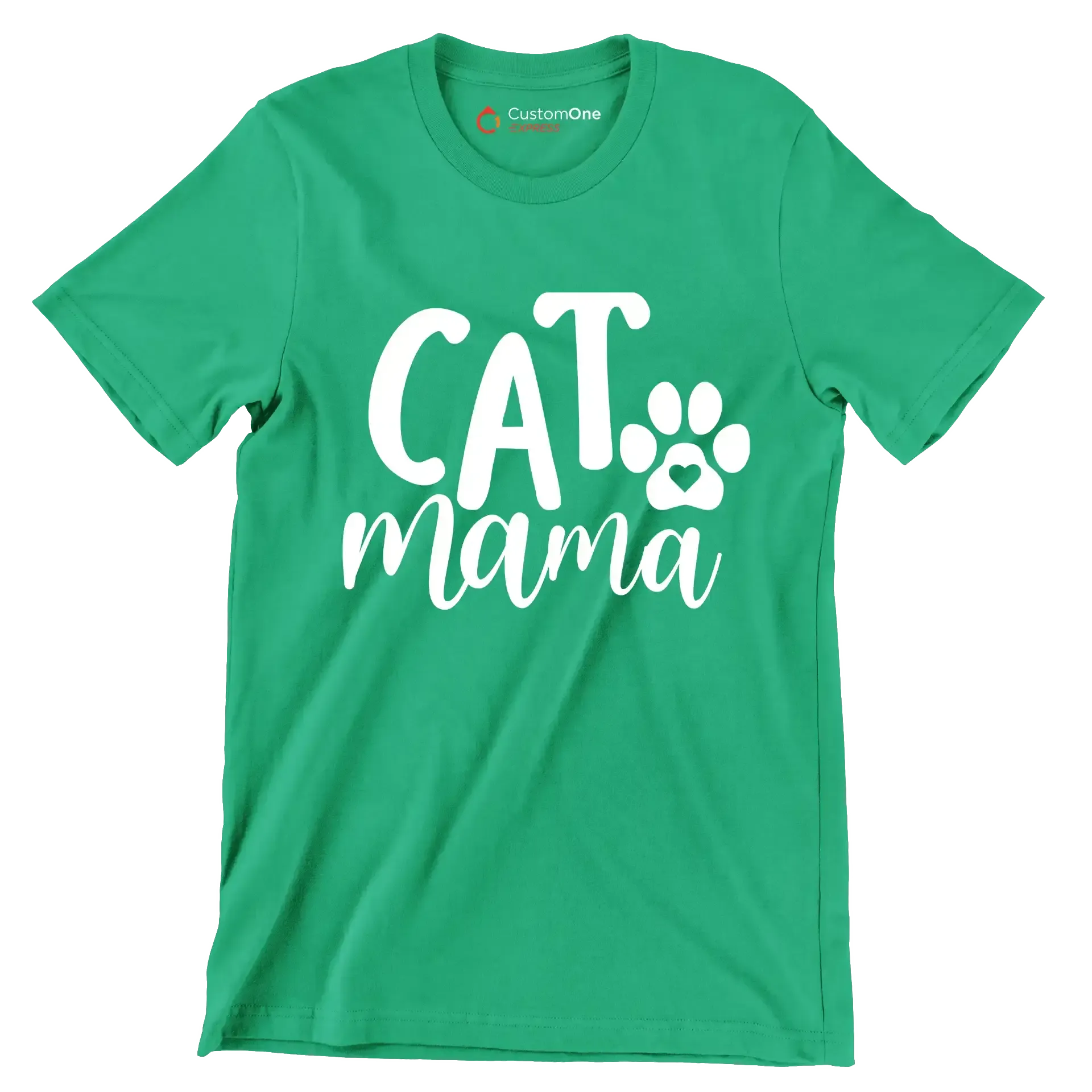 Cat mama - Cat Themed T-Shirt-Green-S-Custom One Express
