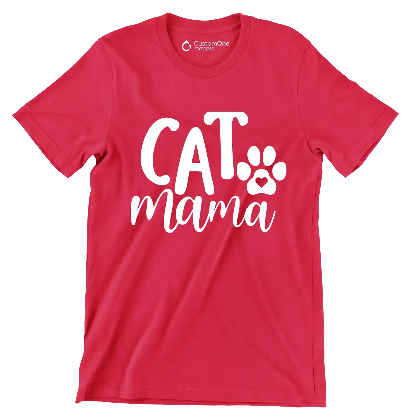 Cat mama - Cat Themed T-Shirt-Red-S-Custom One Express