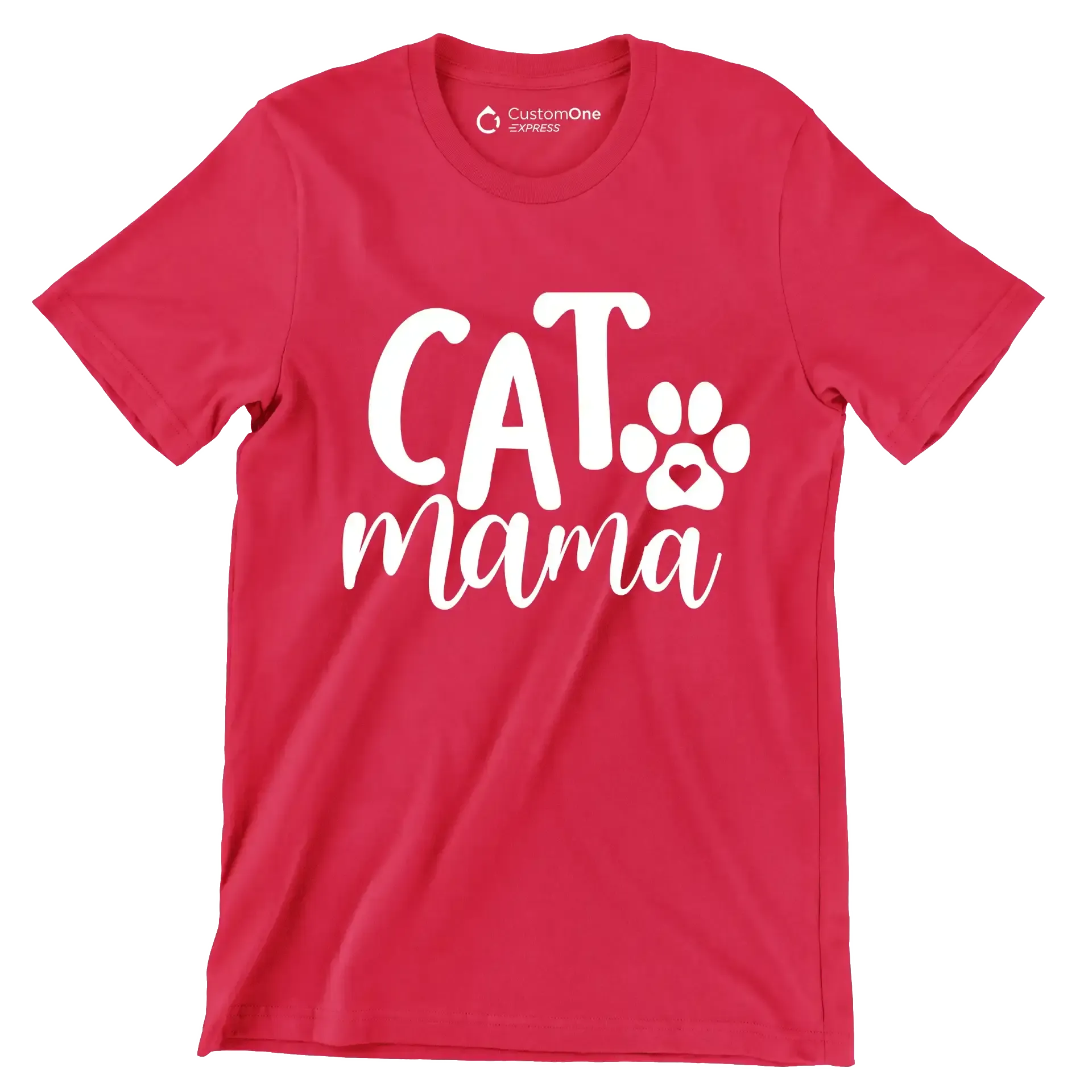 Cat mama - Cat Themed T-Shirt-Red-S-Custom One Express