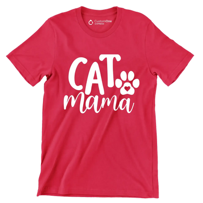 Cat mama - Cat Themed T-Shirt-Red-S-Custom One Express