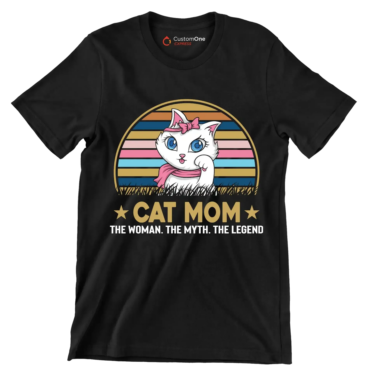 Cat mom the woman. the myth. the legend - Cat Themed T-Shirt-Black-S-Custom One Express