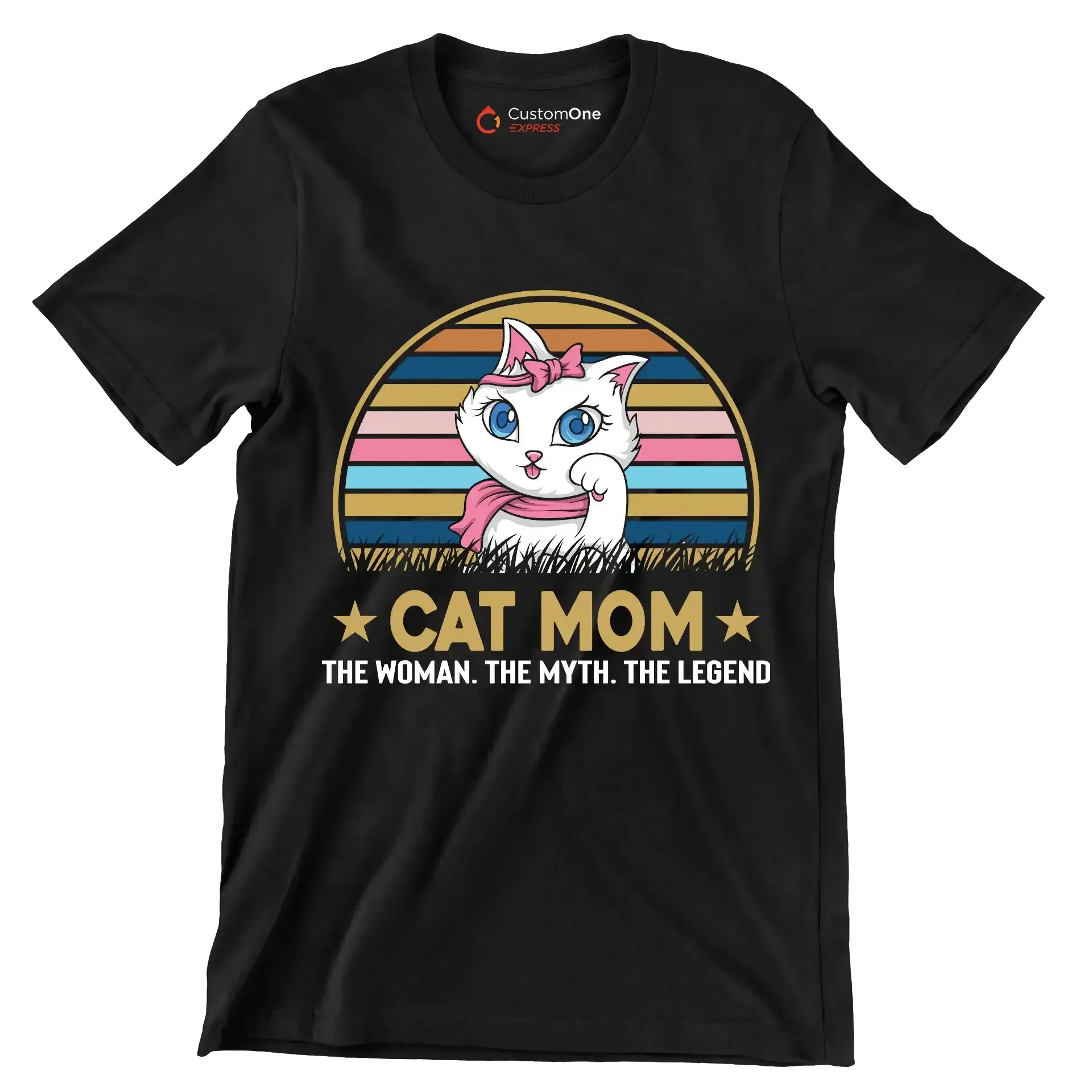 Cat mom the woman. the myth. the legend - Cat Themed T-Shirt-Black-S-Custom One Express