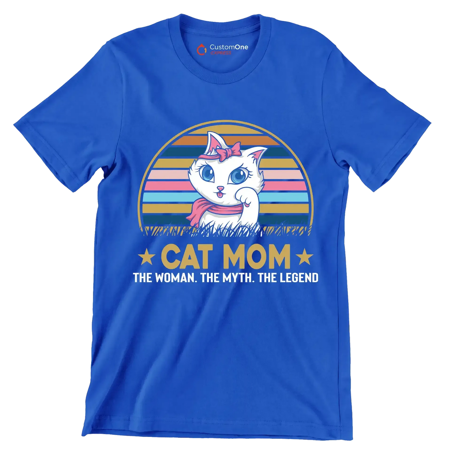 Cat mom the woman. the myth. the legend - Cat Themed T-Shirt-Blue-S-Custom One Express