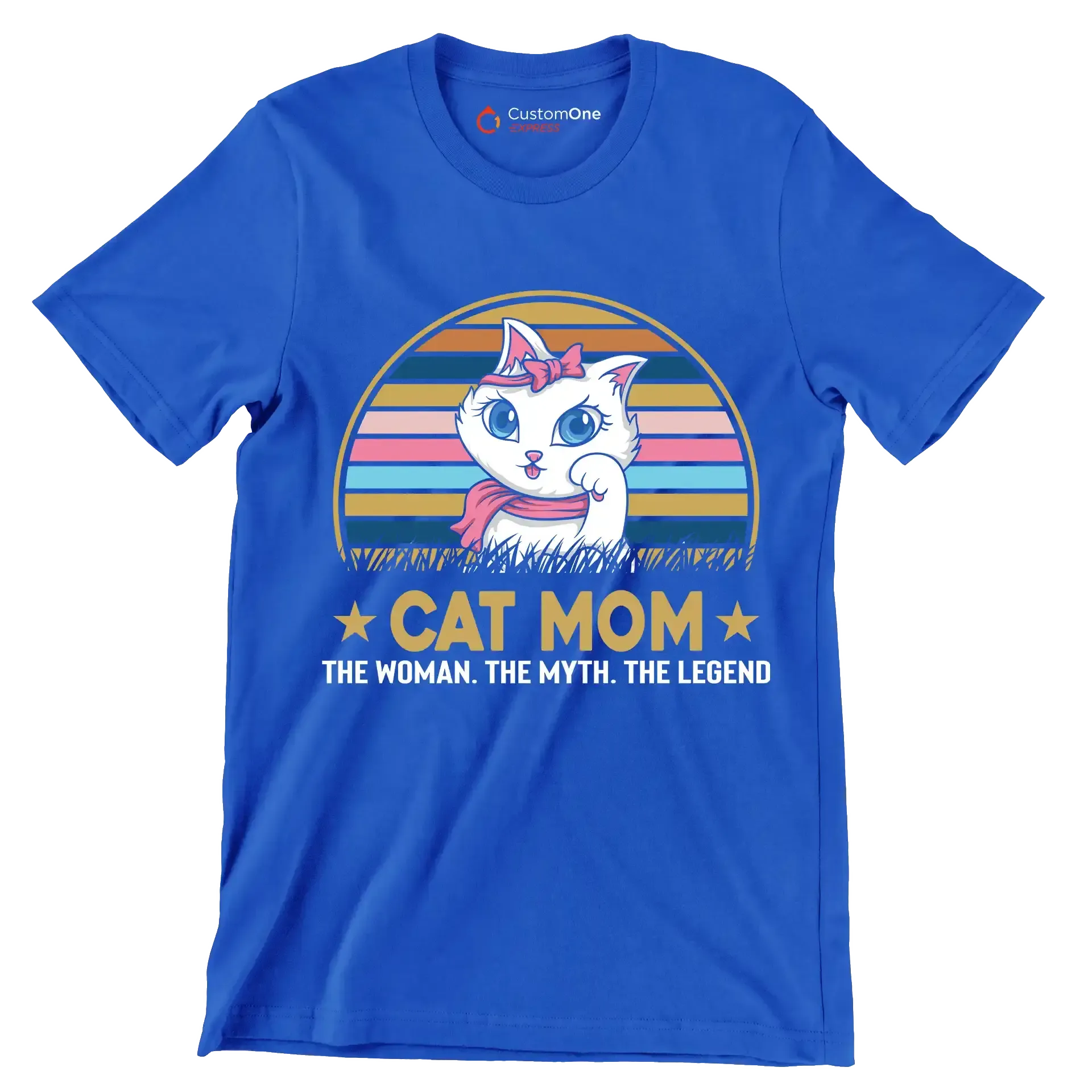 Cat mom the woman. the myth. the legend - Cat Themed T-Shirt-Blue-S-Custom One Express