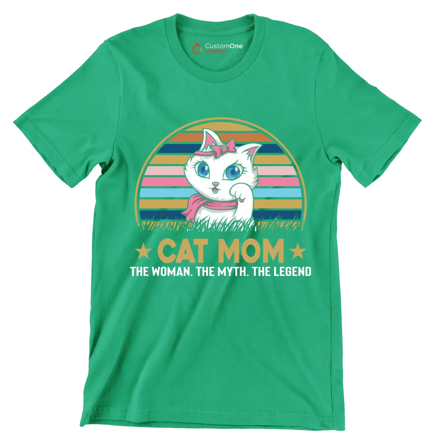 Cat mom the woman. the myth. the legend - Cat Themed T-Shirt-Green-S-Custom One Express