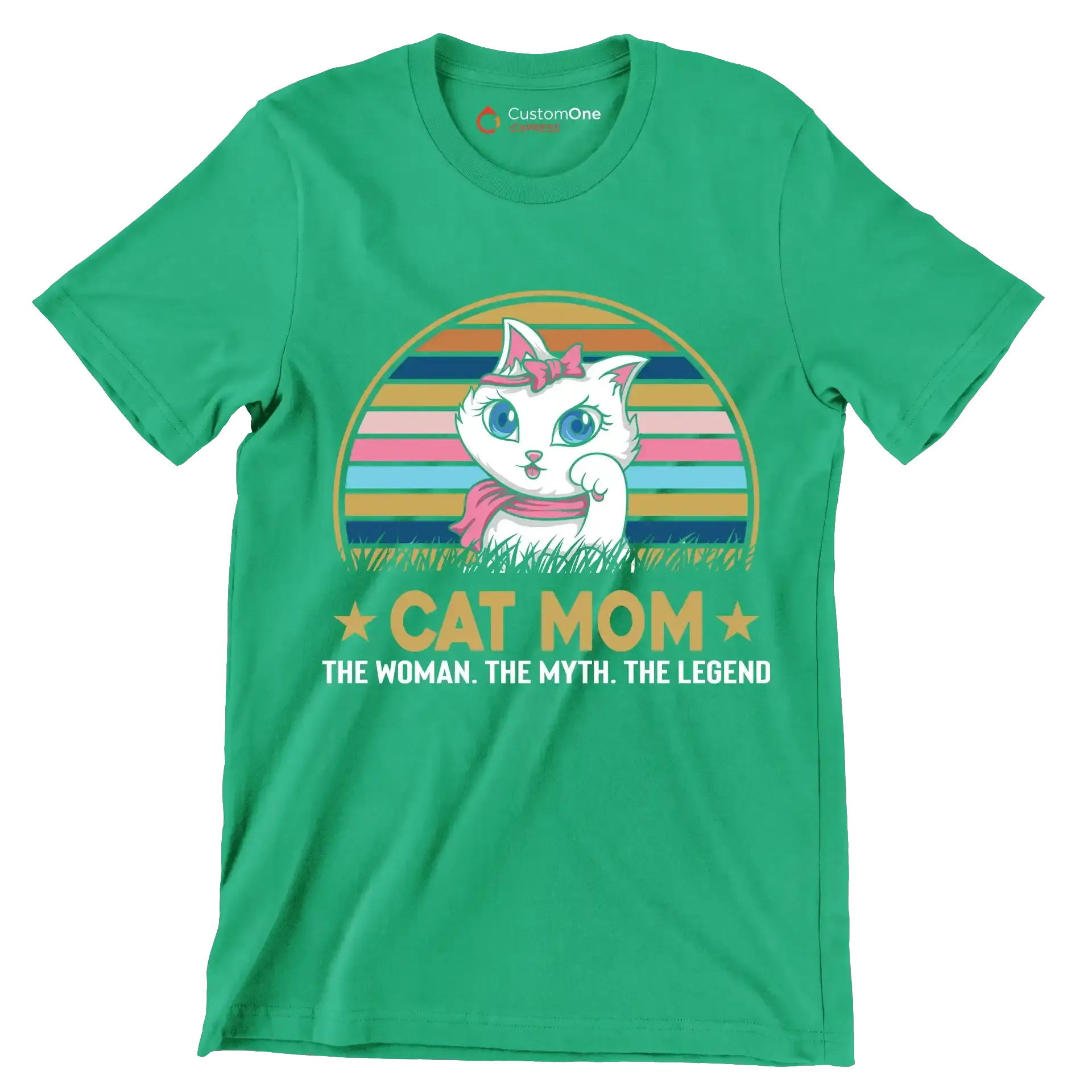 Cat mom the woman. the myth. the legend - Cat Themed T-Shirt-Green-S-Custom One Express