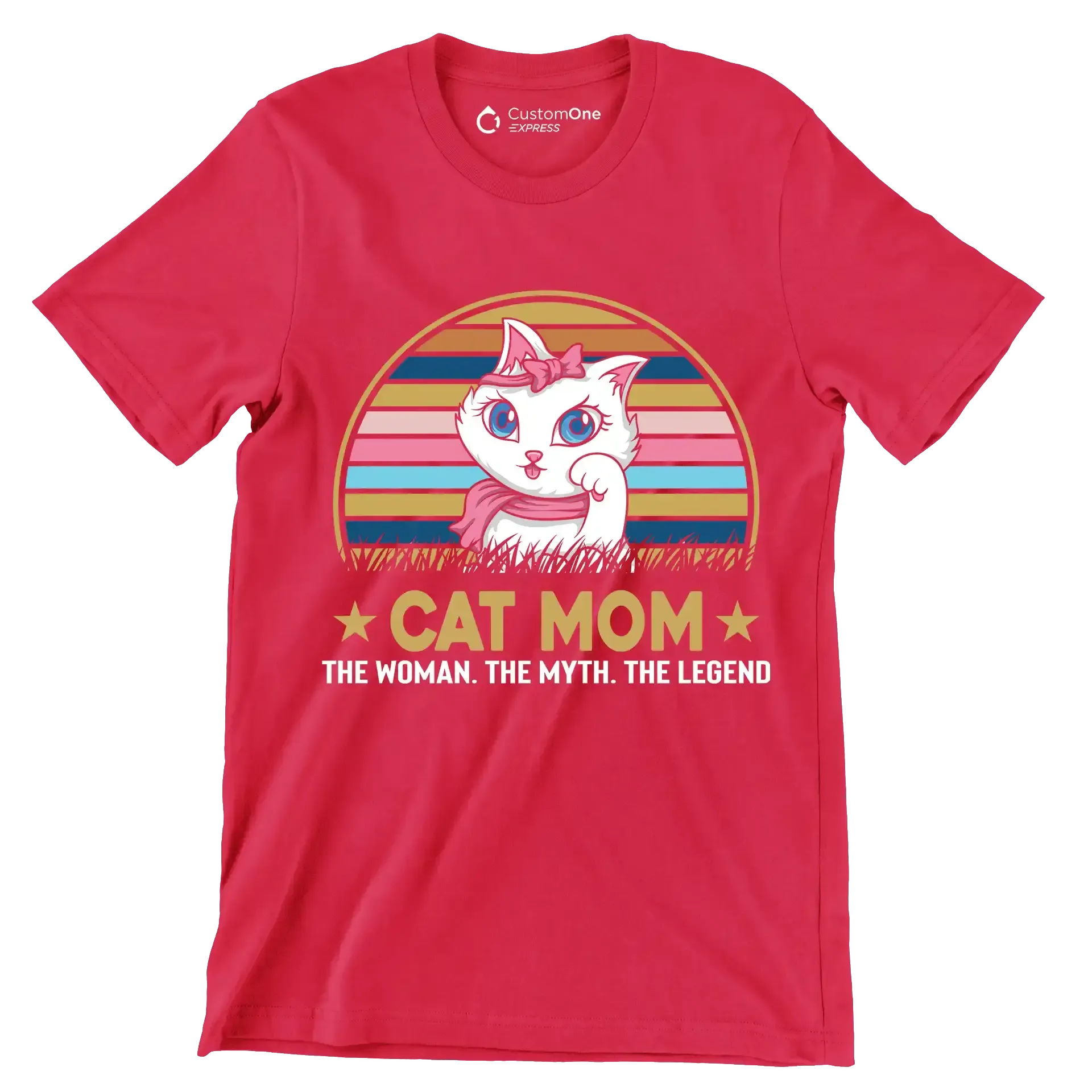 Cat mom the woman. the myth. the legend - Cat Themed T-Shirt-Red-S-Custom One Express
