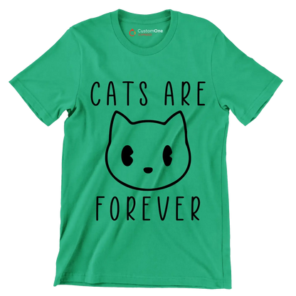 Cats are forever - Cat Themed T-Shirt-Green-S-Custom One Express