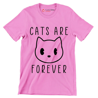 Cats are forever - Cat Themed T-Shirt-Pink-S-Custom One Express