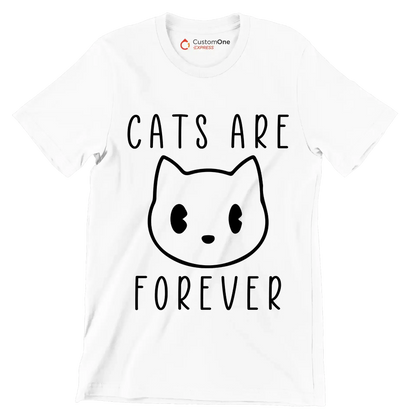 Cats are forever - Cat Themed T-Shirt-White-S-Custom One Express