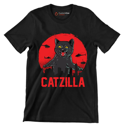 Catzilla - Cat Themed T-Shirt-Black-S-Custom One Express