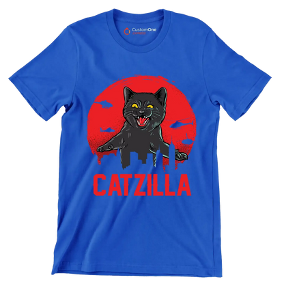Catzilla - Cat Themed T-Shirt-Blue-S-Custom One Express