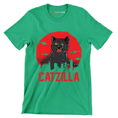 Catzilla - Cat Themed T-Shirt-Green-S-Custom One Express