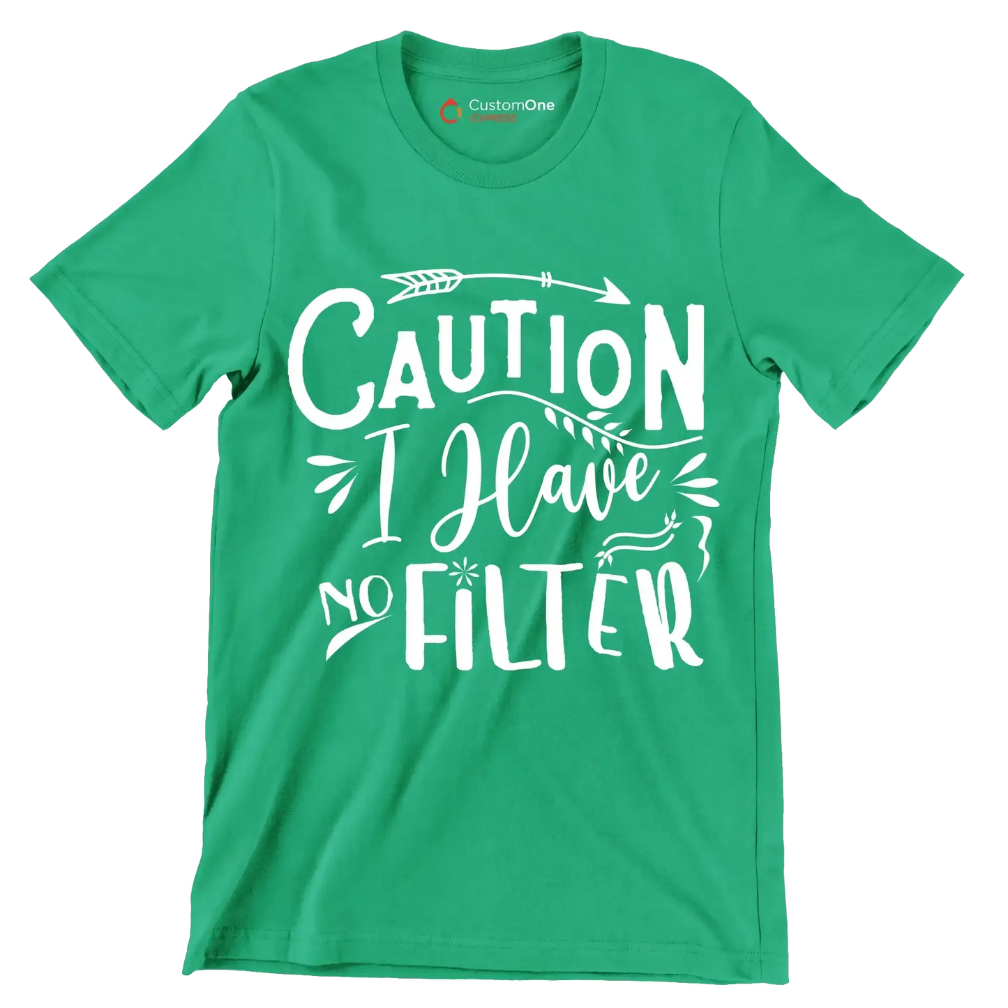 Caution I have no filter - Sarcasm Themed T-Shirt-Pink-S-Custom One Express