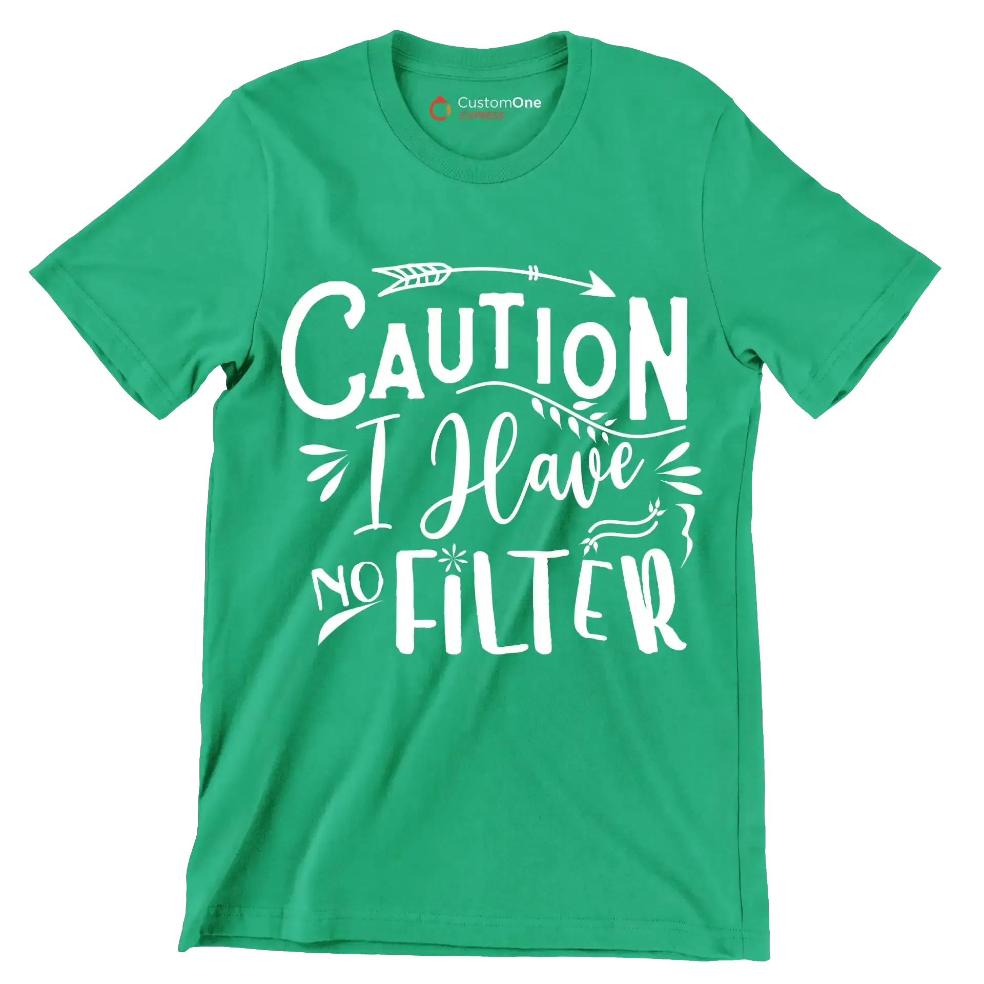 Caution I have no filter - Sarcasm Themed T-Shirt-Pink-S-Custom One Express