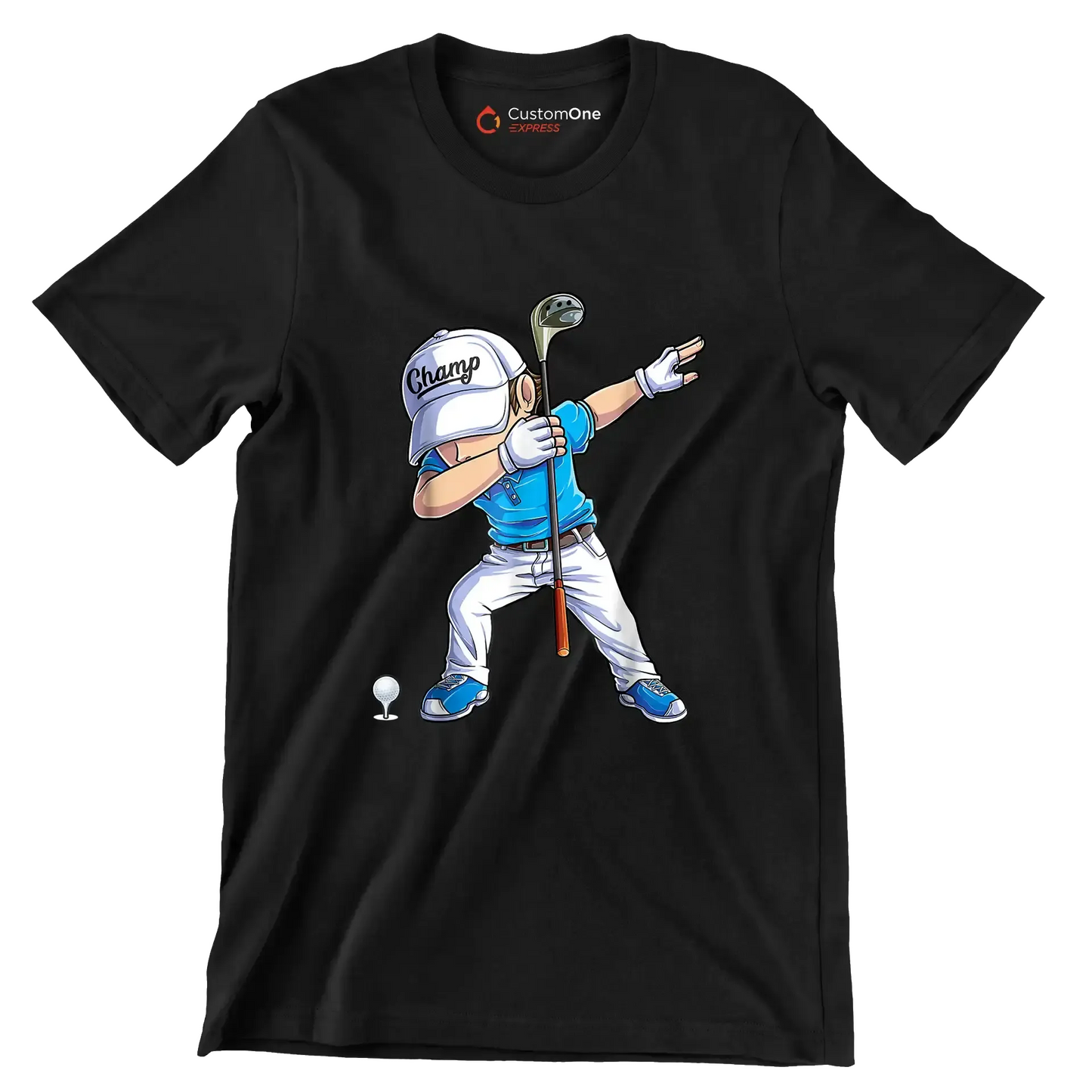 Champ - Golf Themed T-Shirt-Black-S-Custom One Express