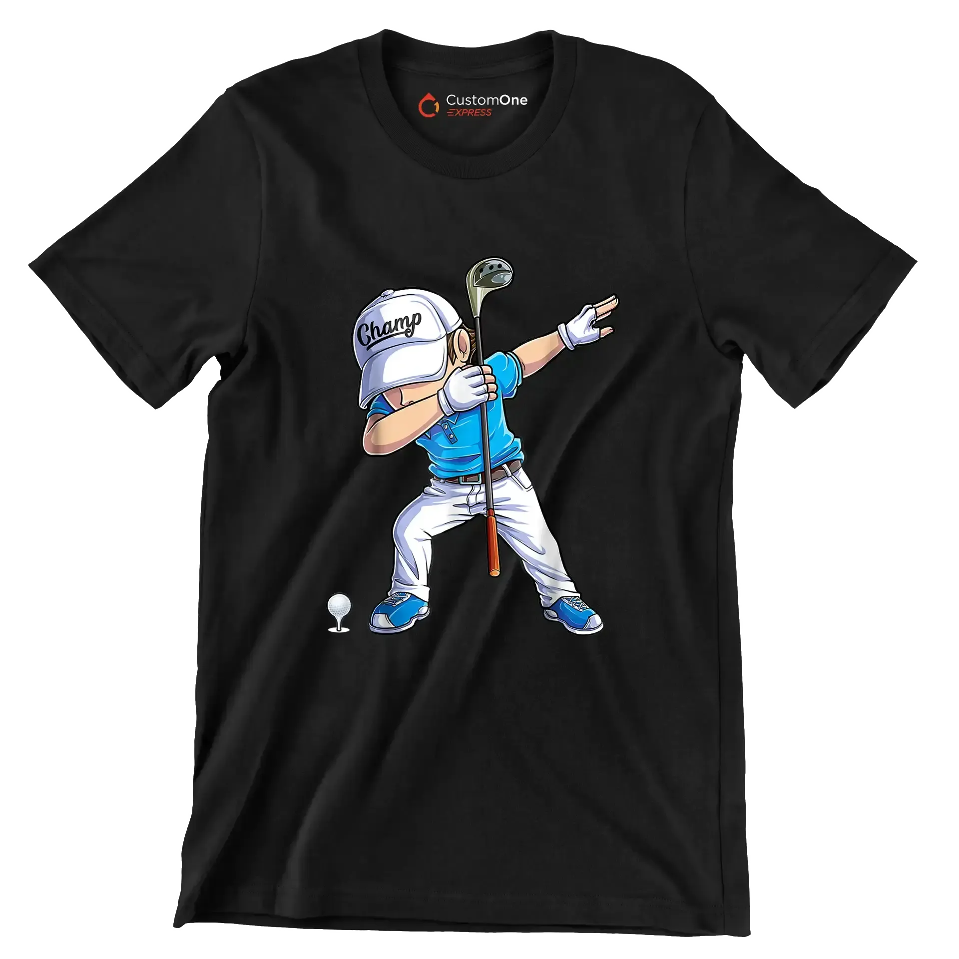 Champ - Golf Themed T-Shirt-Black-S-Custom One Express