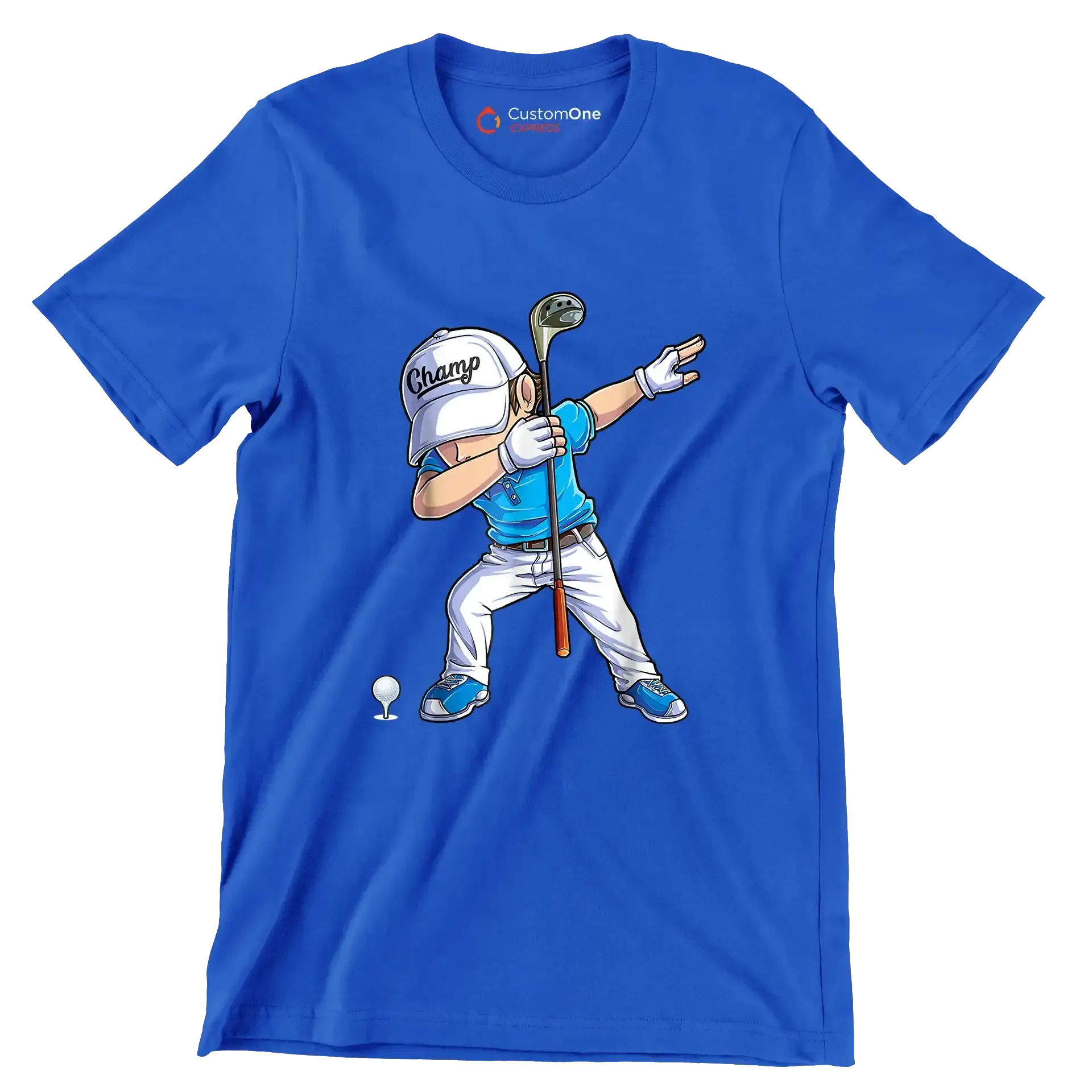 Champ - Golf Themed T-Shirt-Blue-S-Custom One Express