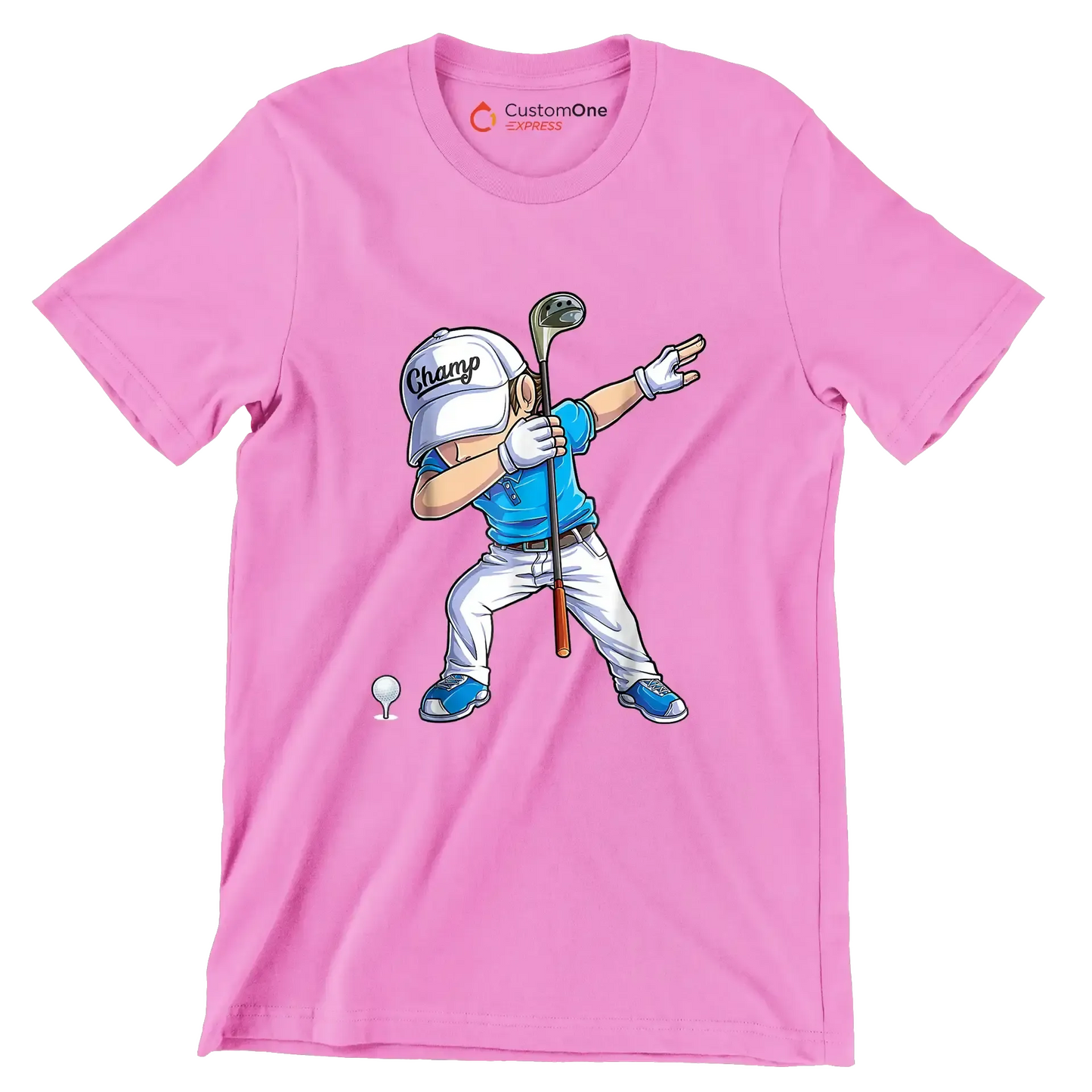 Champ - Golf Themed T-Shirt-Pink-S-Custom One Express